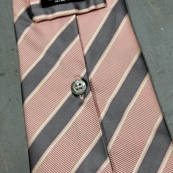 Stefano Ricci Tie Made in Italy Pink / Grey Striped 100% Silk Woven 4.5" - Picture 5 of 5